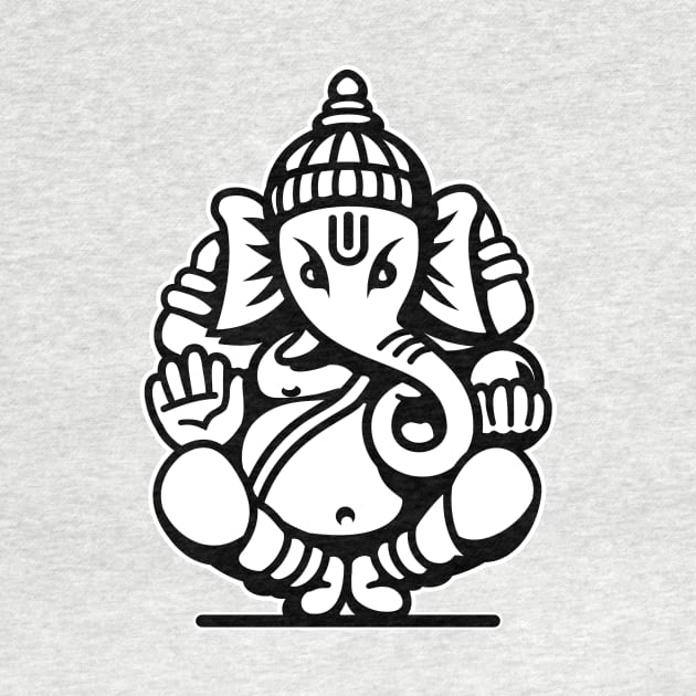 Ganesh Ganesa Ganapati Elephant 4 (black white) by Mystic-Land